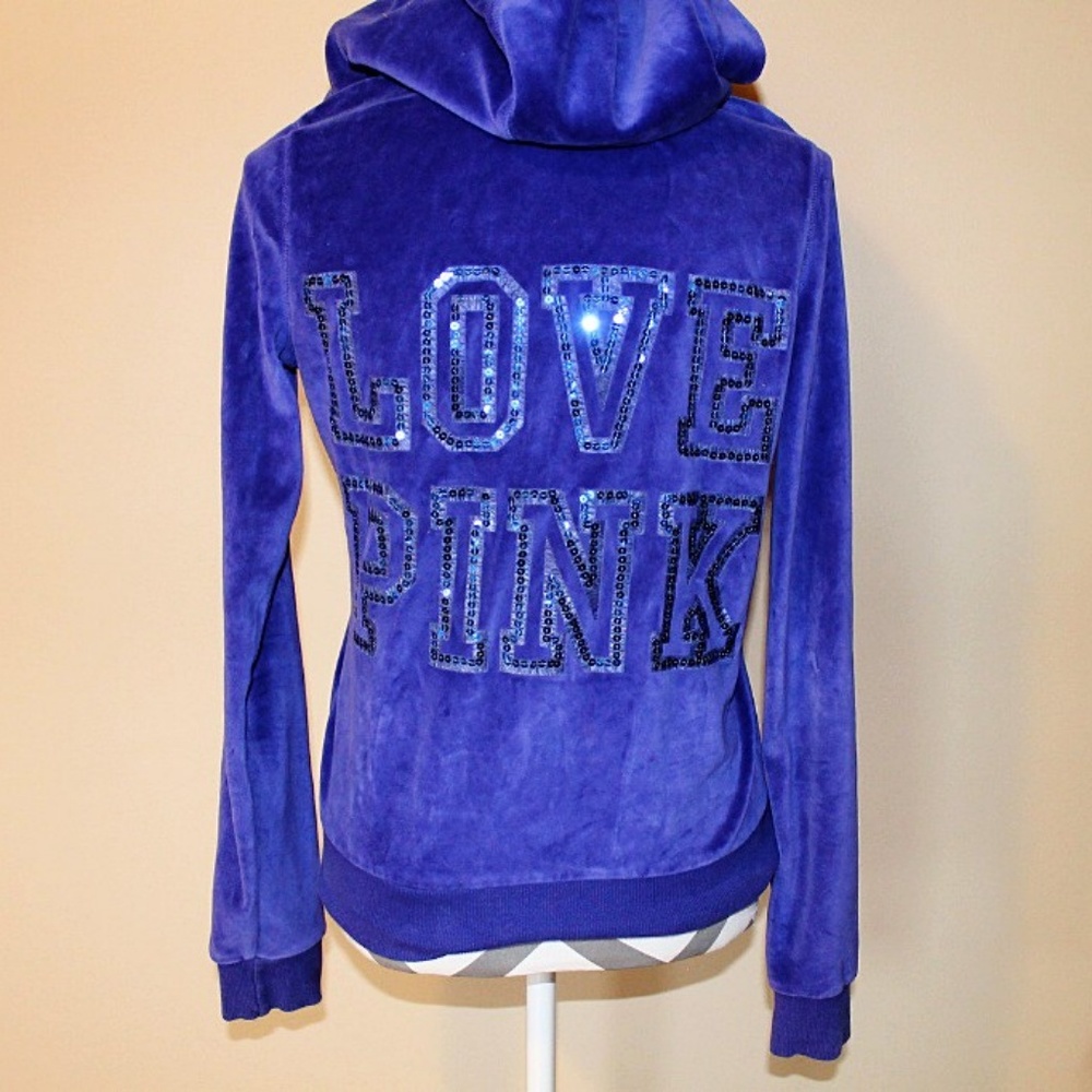 PINK Victoria's Secret velour velvet zip up hoodie